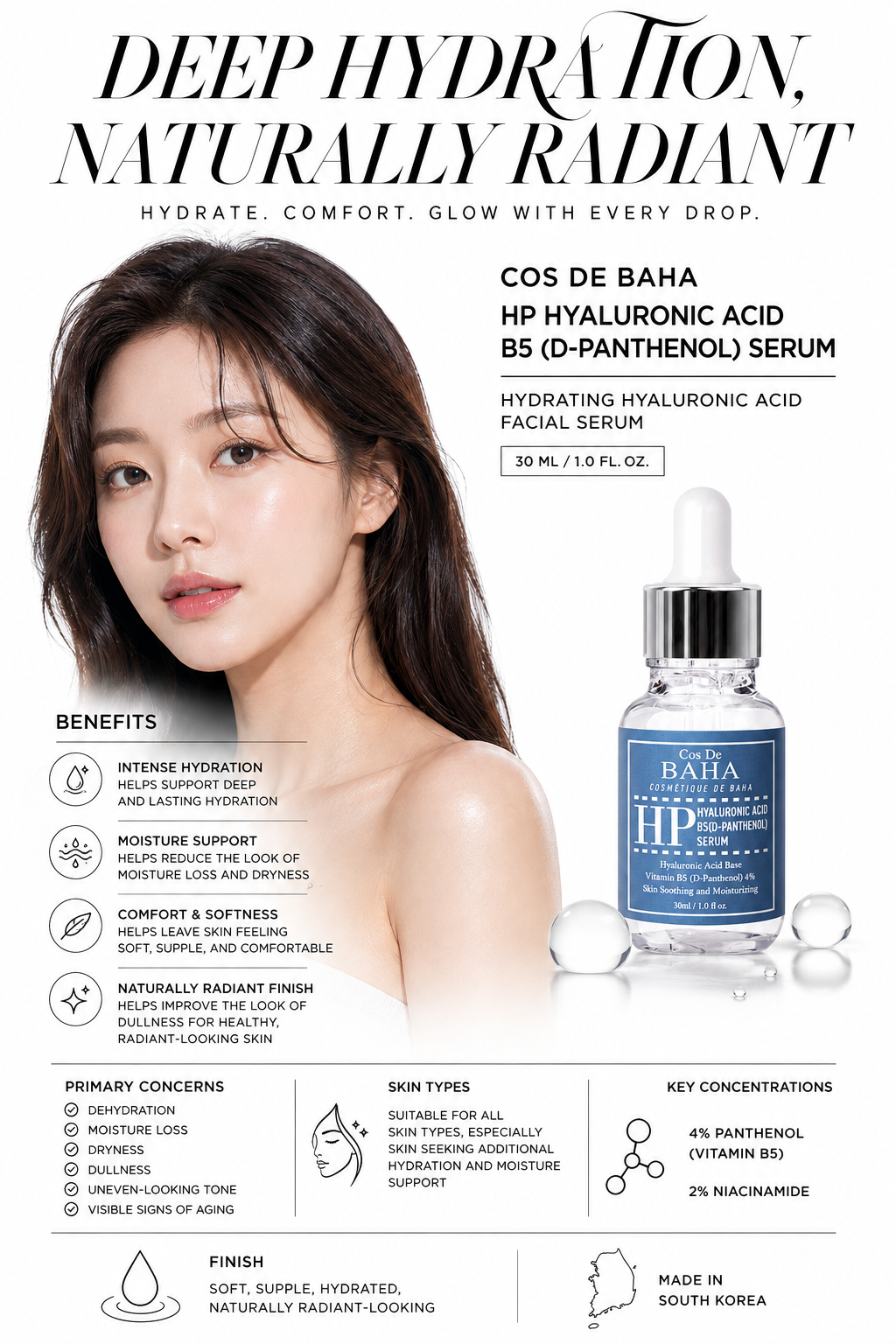 HP Hyaluronic Acid B5 (D-Panthenol) Serum 30ml | COS DE BAHA