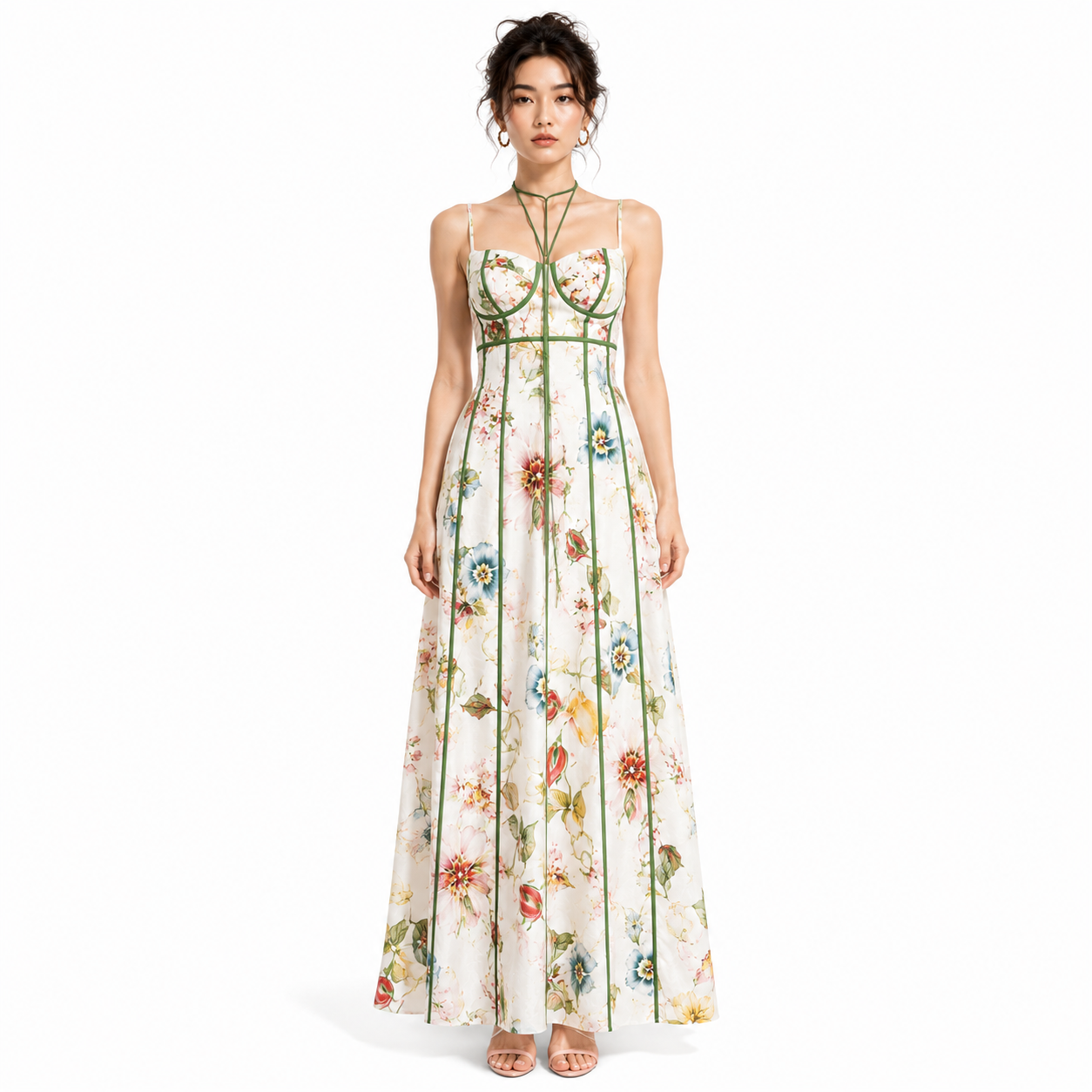 ULZZANG BELLA Fiorella Floral Corset Maxi Dress - Effortless Elegance