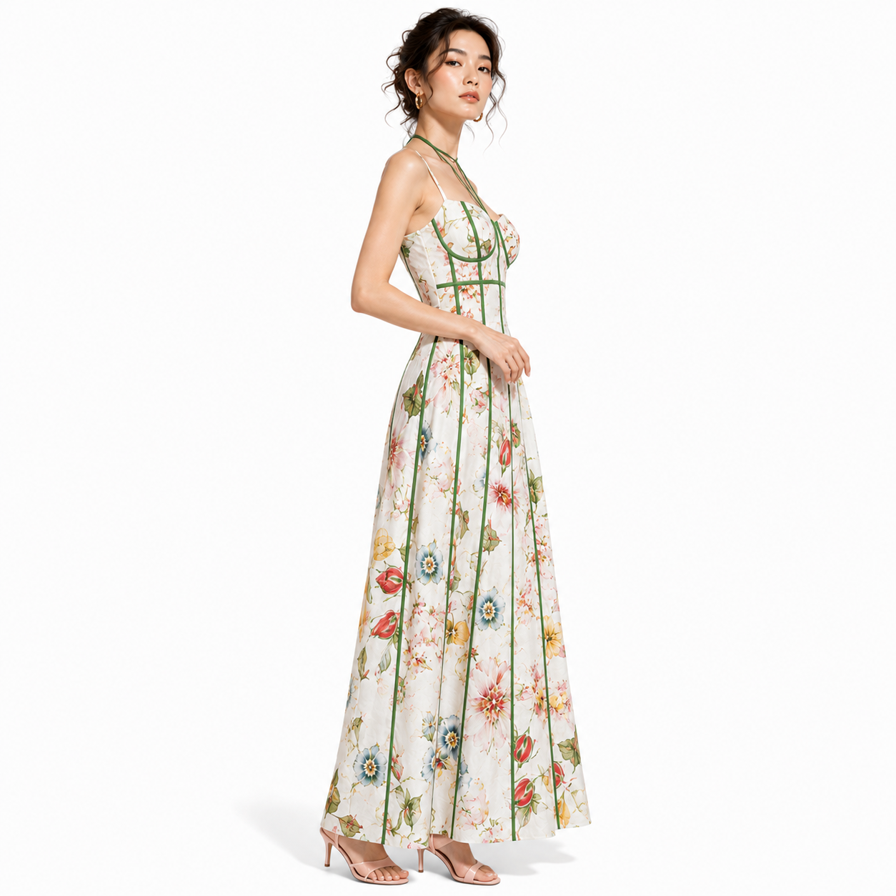 ULZZANG BELLA Fiorella Floral Corset Maxi Dress - Effortless Elegance