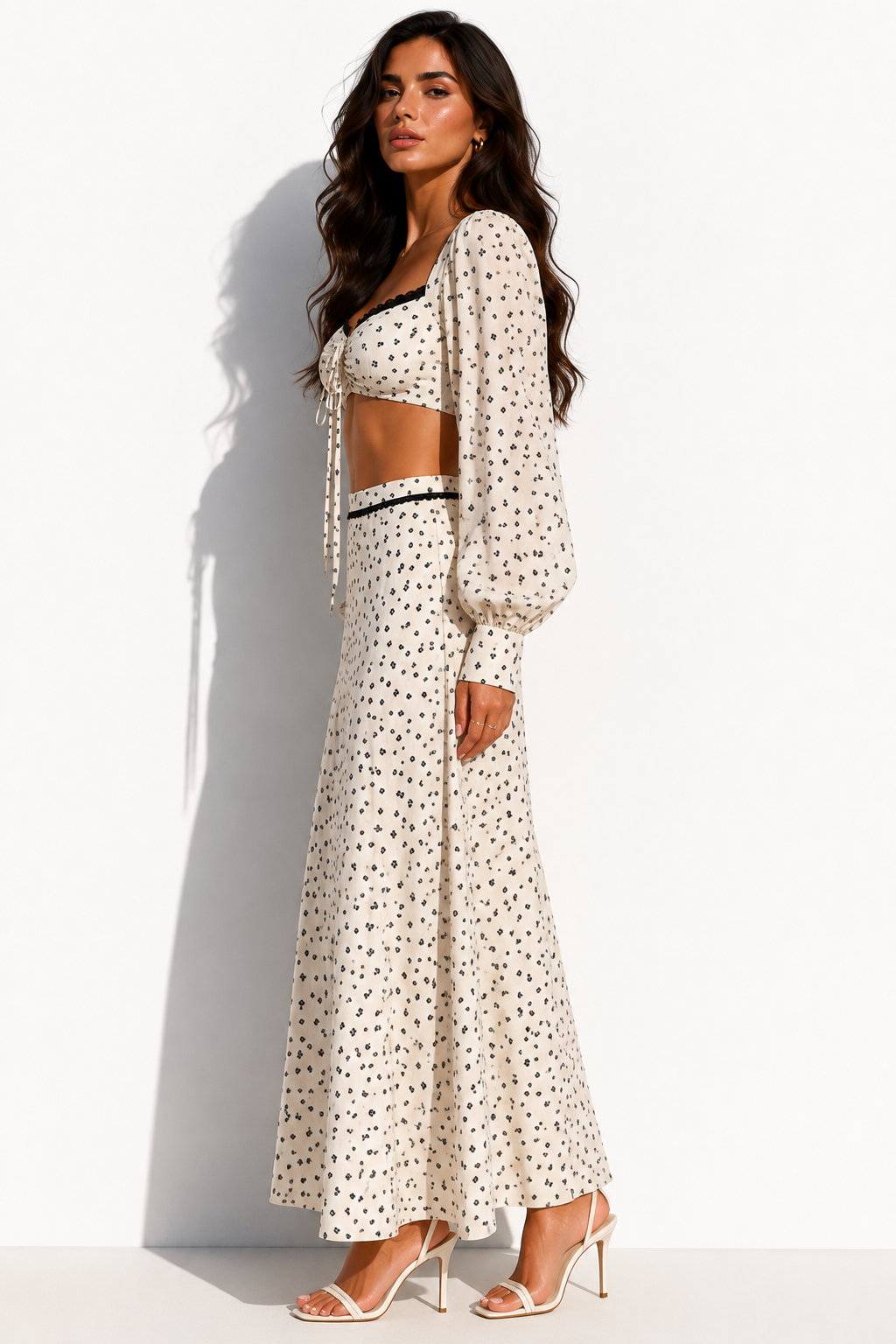 Bianca Floral Lace Crop Top & Maxi Skirt Set | ULZZANG BELLA