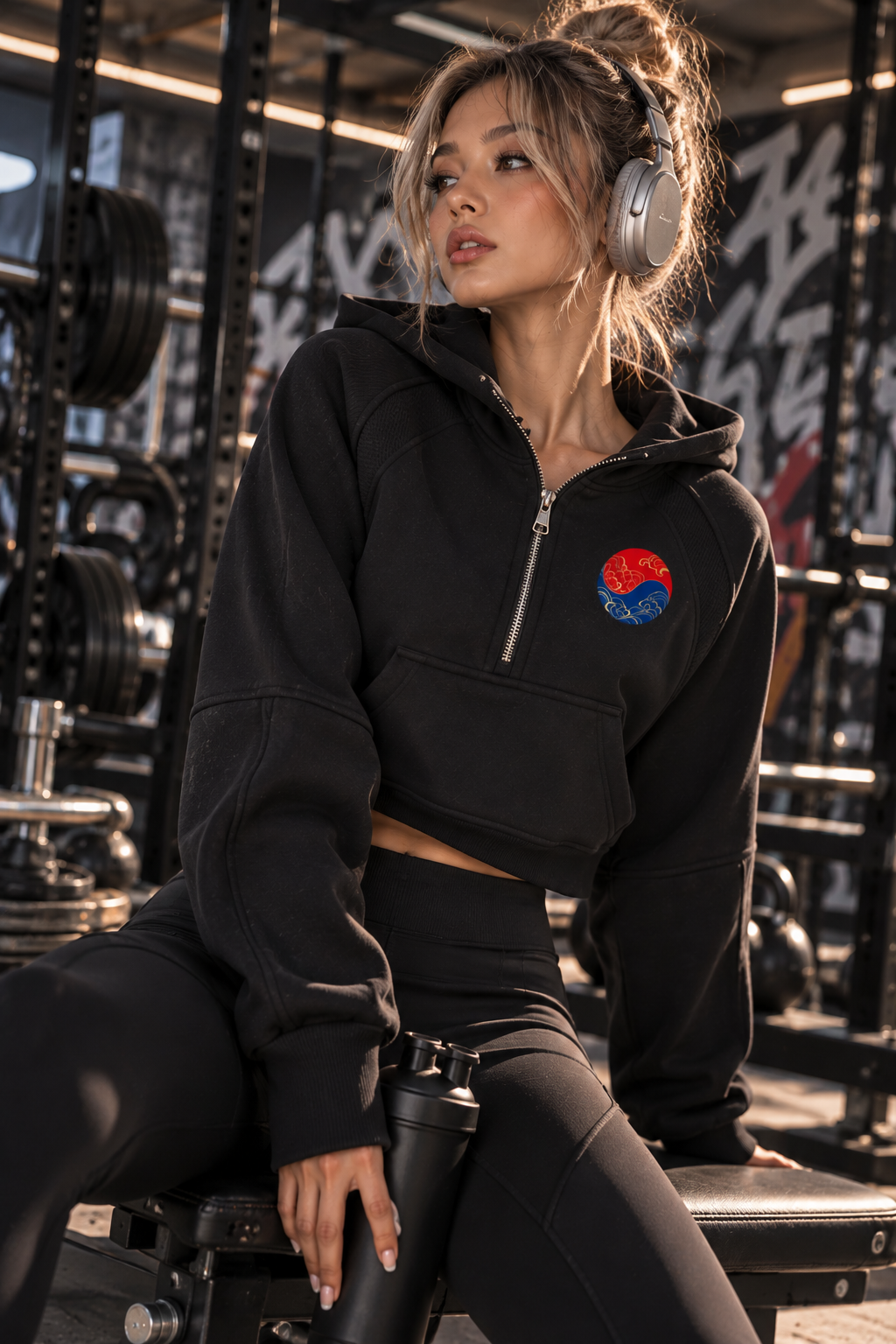 ULZZANG BELLA Korean Dragon Half-Zip Hoodie | Bold Streetwear Elegance
