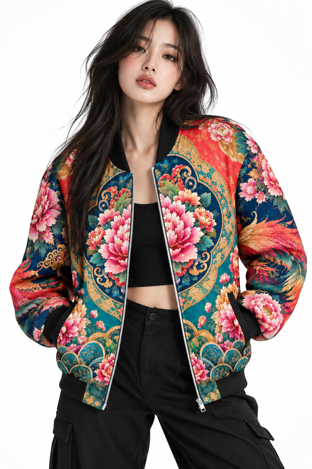 ULZZANG BELLA Royal Peony Bomber Jacket | Opulent Korean Fashion