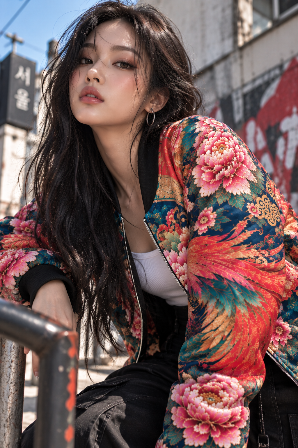 ULZZANG BELLA Royal Peony Bomber Jacket | Opulent Korean Fashion