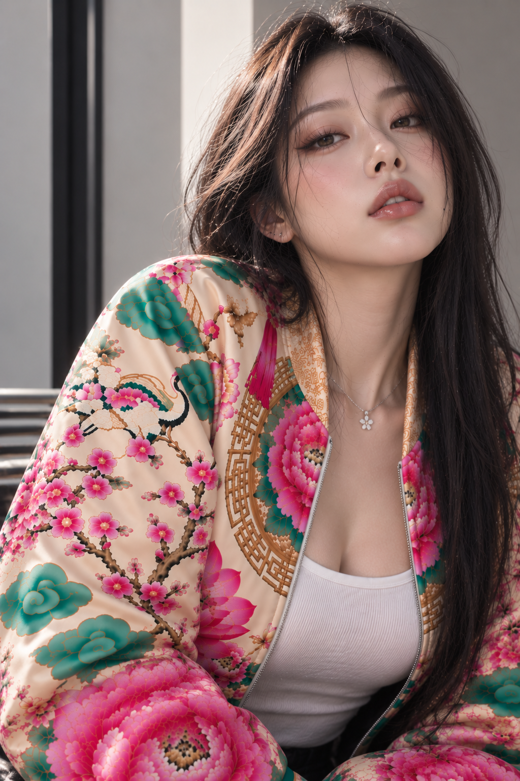 ULZZANG BELLA Guardian Peony Bomber Jacket | Elevate Your Style