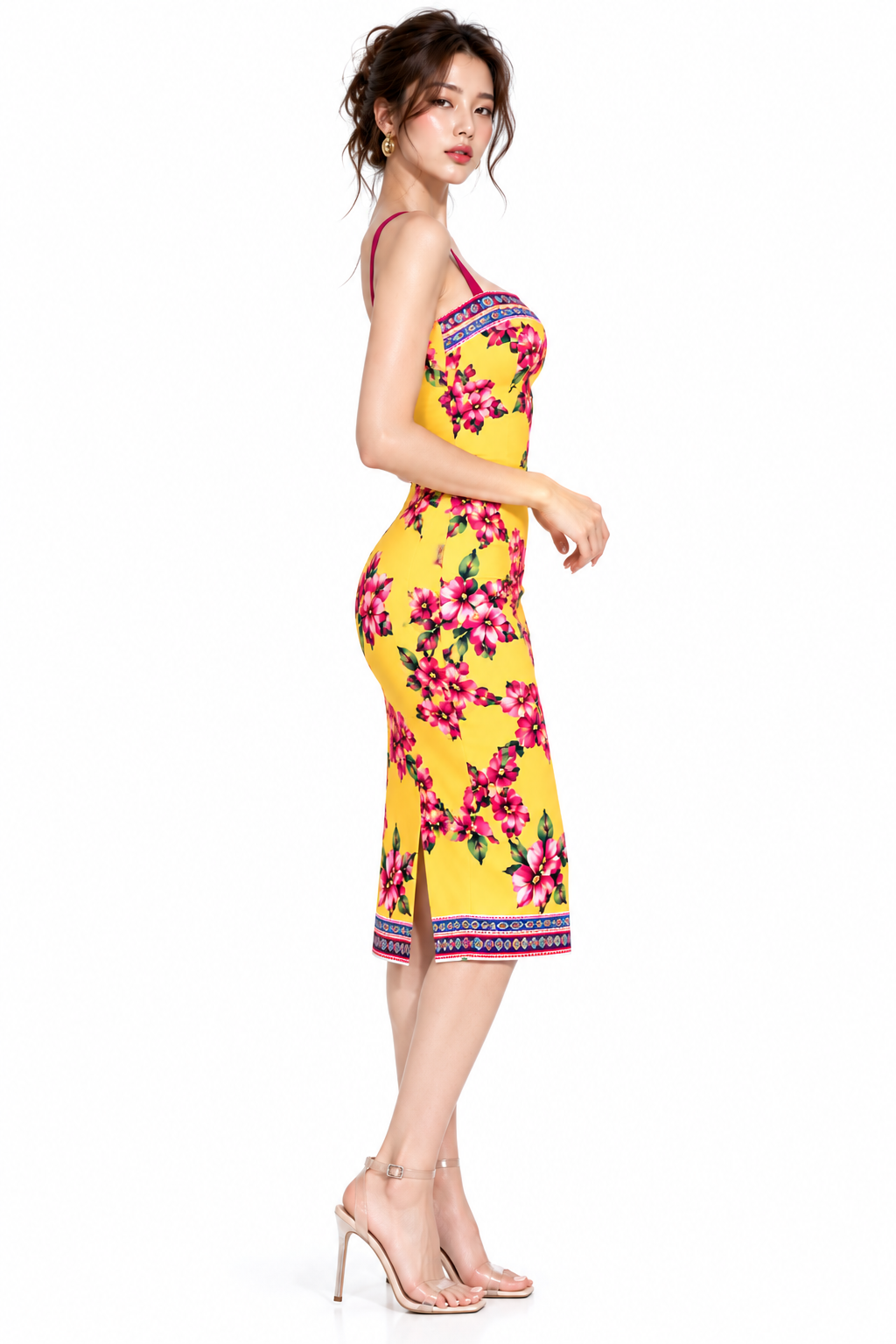 Soleil Bougainvillea Floral Midi Dress | ULZZANG BELLA