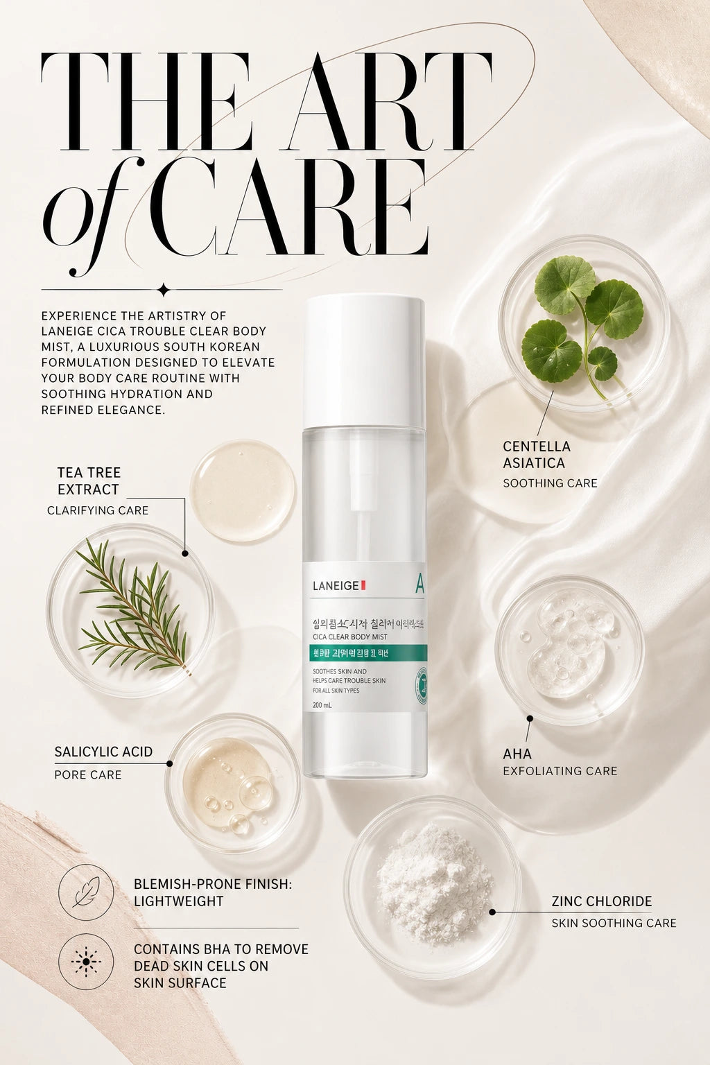 Cica Trouble Clear Body Mist 200ml | LANEIGE | LANEIGE Cica Trouble Clear Body Mist, Artisanal Skin Care