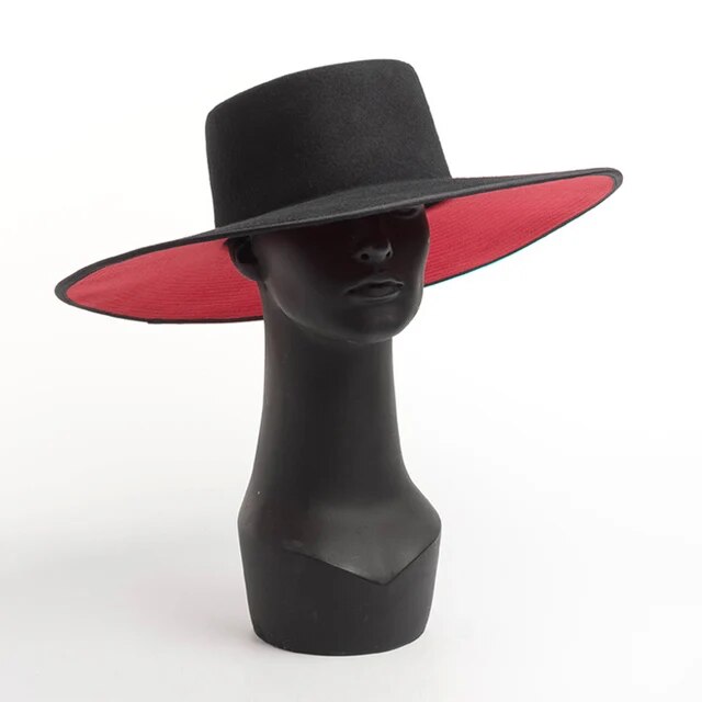 Elegant Wool Wide Brim Fedora Hat for Women | ULZZANG BELLA