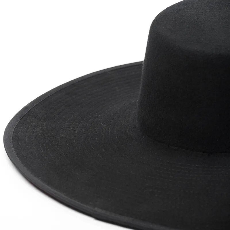 Elegant Wool Wide Brim Fedora Hat for Women | ULZZANG BELLA