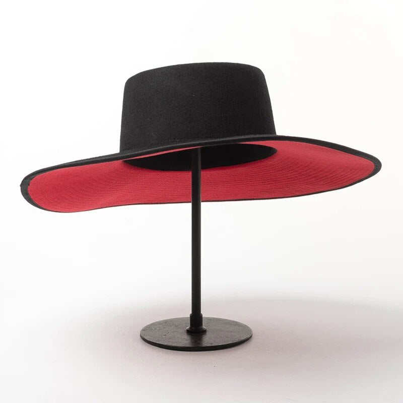 Elegant Wool Wide Brim Fedora Hat for Women | ULZZANG BELLA