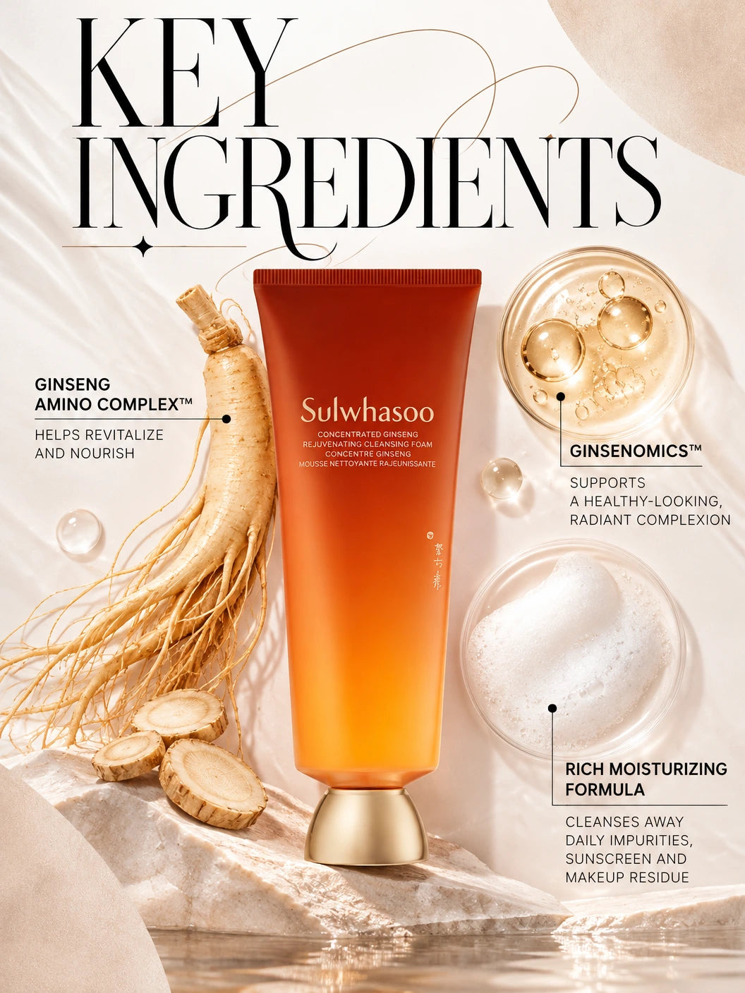Concentrated Ginseng Rejuvenating Cleansing Foam 150g | Sulwhasoo | Sulwhasoo Ginseng Cleansing Foam – Hydrating Face Wash