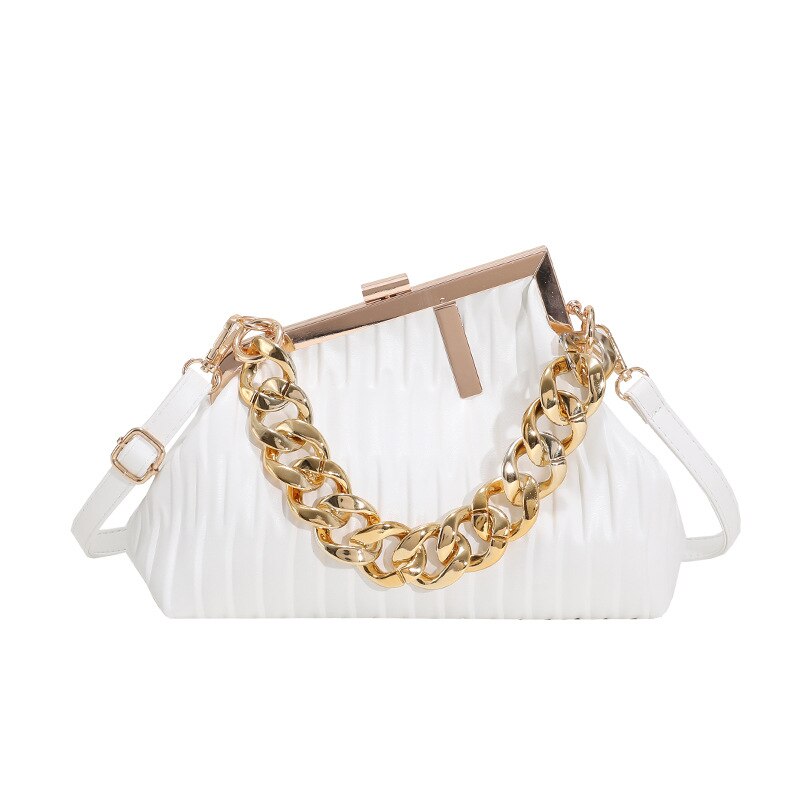 Thick Chain Striped Leather Crossbody Bag | ULZZANG BELLA