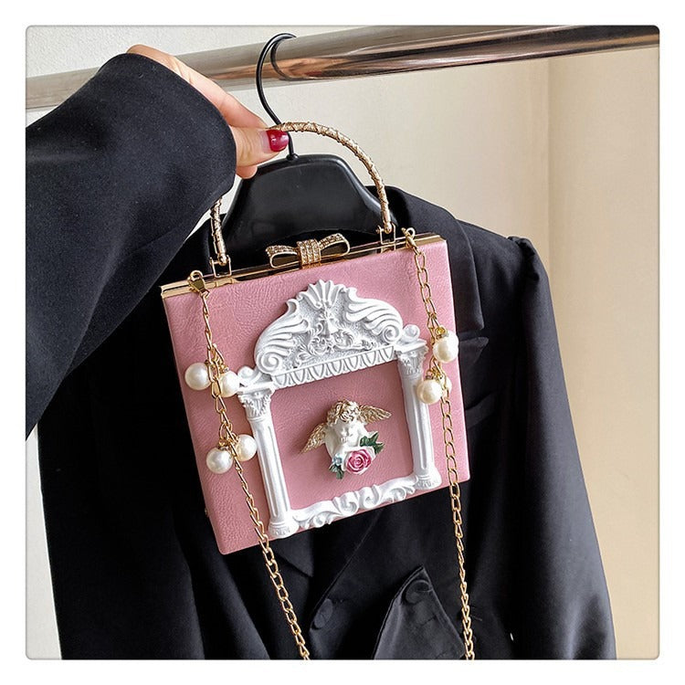 Chic Retro Angel Flower Handheld Chain Bag - Elegant One Shoulder Crossbody Style | ULZZANG BELLA