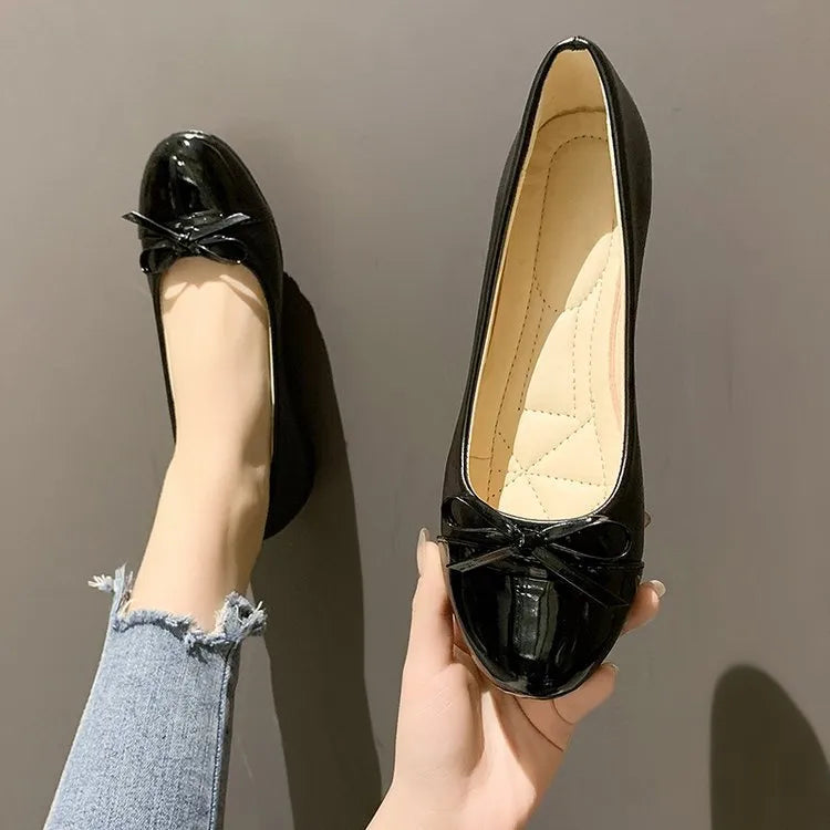 Elegant Flat-Bottomed Bow Detail Flats for the Modern Muse | ULZZANG BELLA