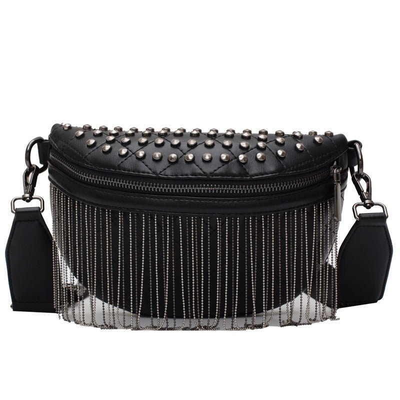 Rivet-Embellished Luxurious Crossbody Bag | ULZZANG BELLA