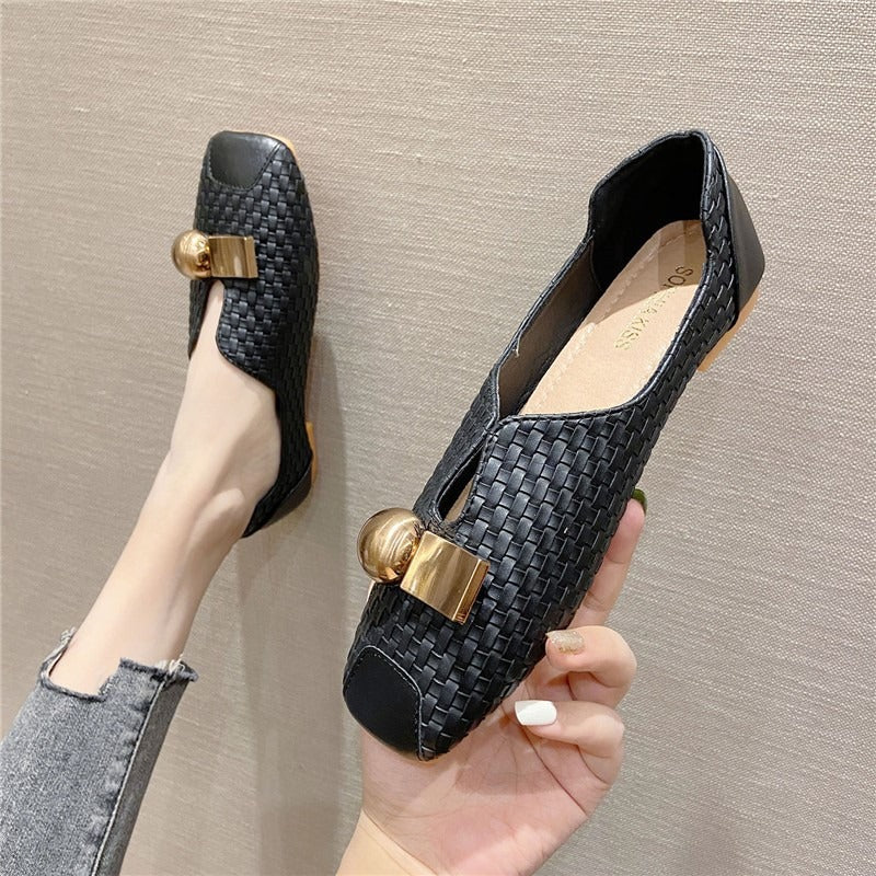 Elegantly Chic Square Toe Slip-On Flats | ULZZANG BELLA