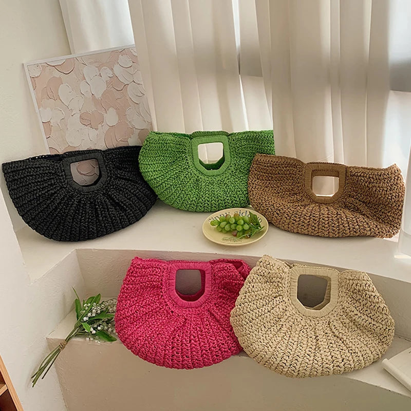 Sumptuous Summer Grass Woven Bag for Women – Spacious Beach Handbag | ULZZANG BELLA