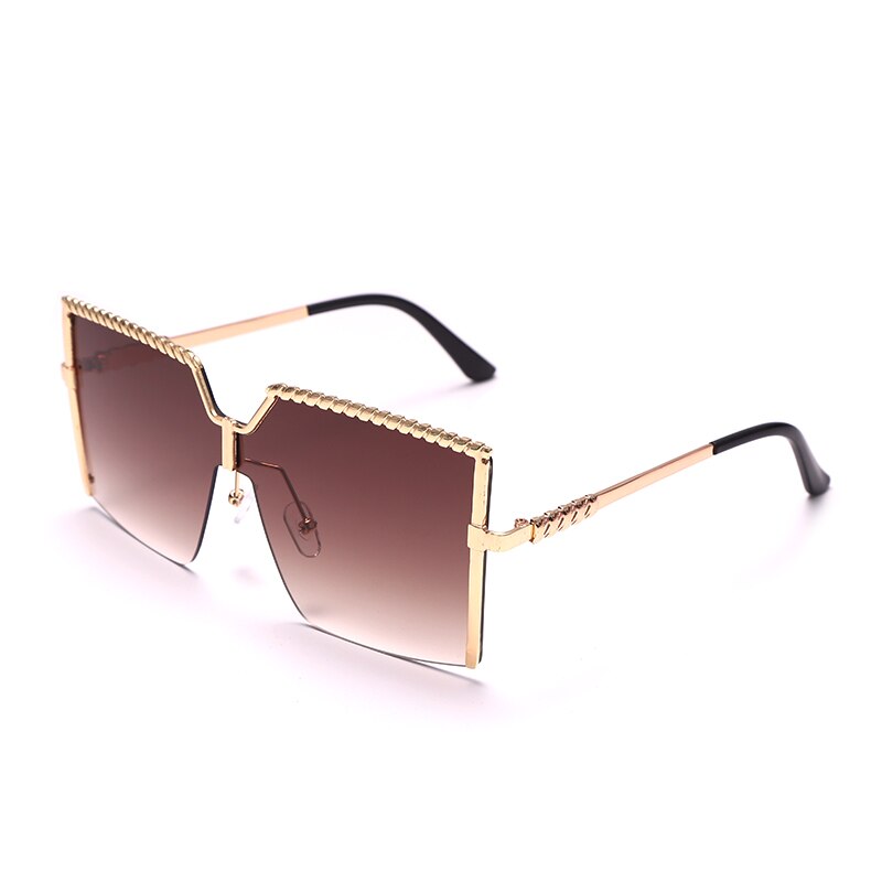 Retro Chic Rimless Square Sunglasses - Vintage Alloy Frame Eyewear for Women | ULZZANG BELLA