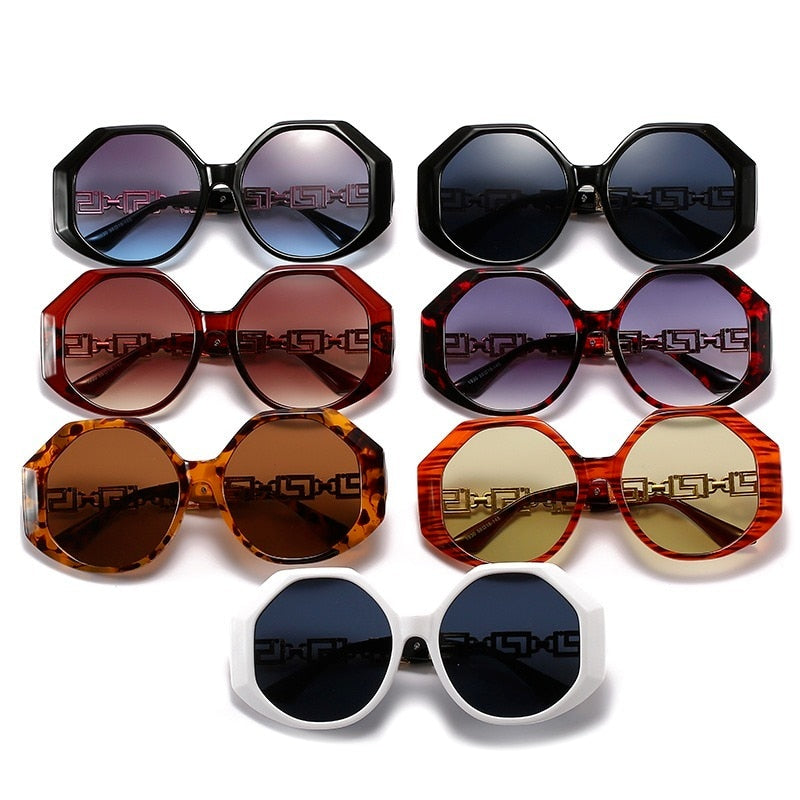 Retro Polygonal Frame Sunglasses: Trendy Eyewear for Fashionable Women | ULZZANG BELLA