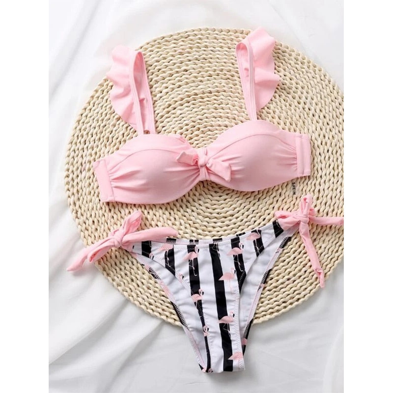 Indulge in Elegance: Ruffle Push Up Bikini Set for Women | ULZZANG BELLA