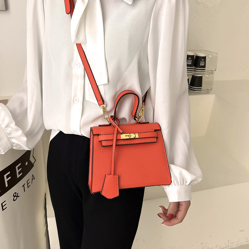 Elegantly Chic PU Kelly Bag with Lock Closure | ULZZANG BELLA