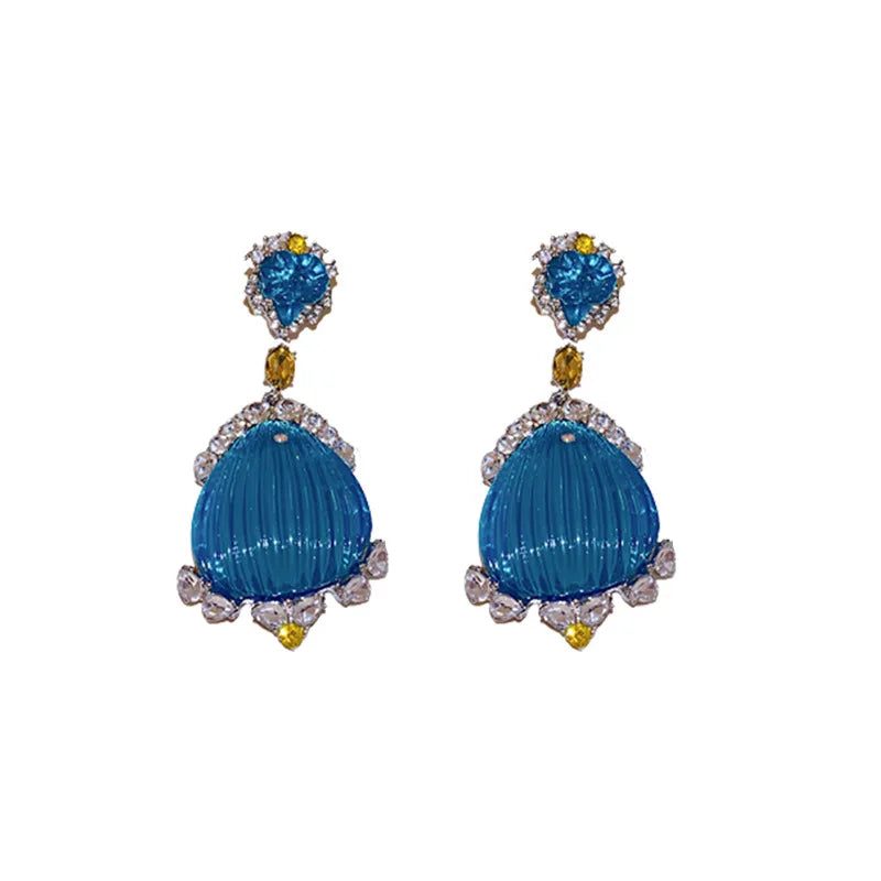 Diamond Shell Elegance Earrings - French Light Luxury Retro Style | ULZZANG BELLA