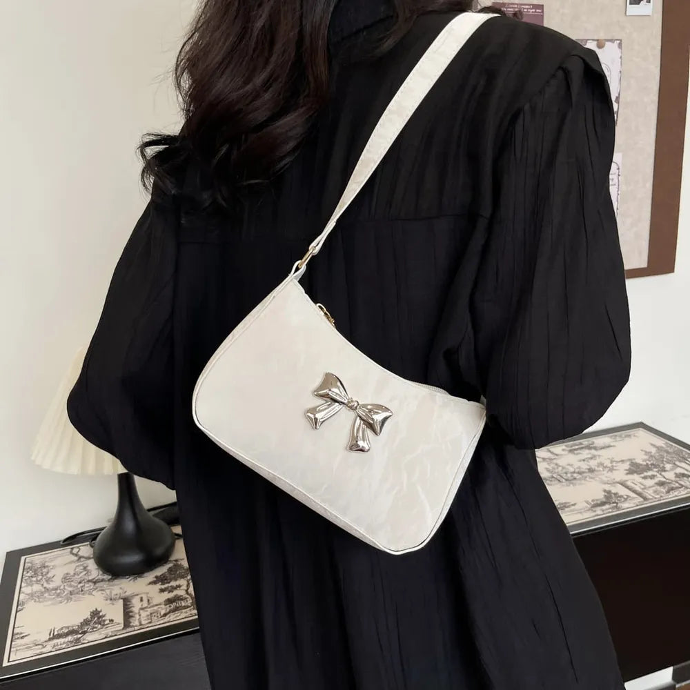 Elegantly Bowed PU Leather Crossbody Bag for the Modern Muse | ULZZANG BELLA