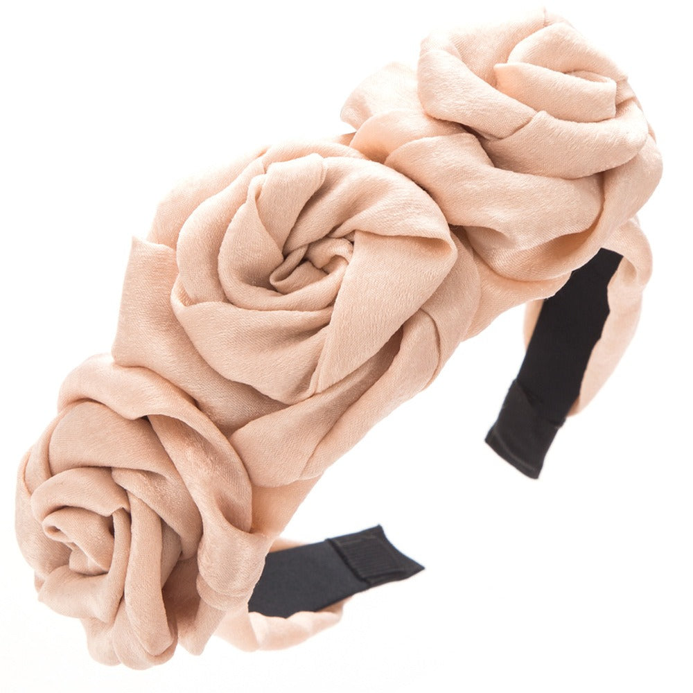 Handmade rose fabric headband for women, retro artificial flower production, elegant and high-end prom hair accessories
