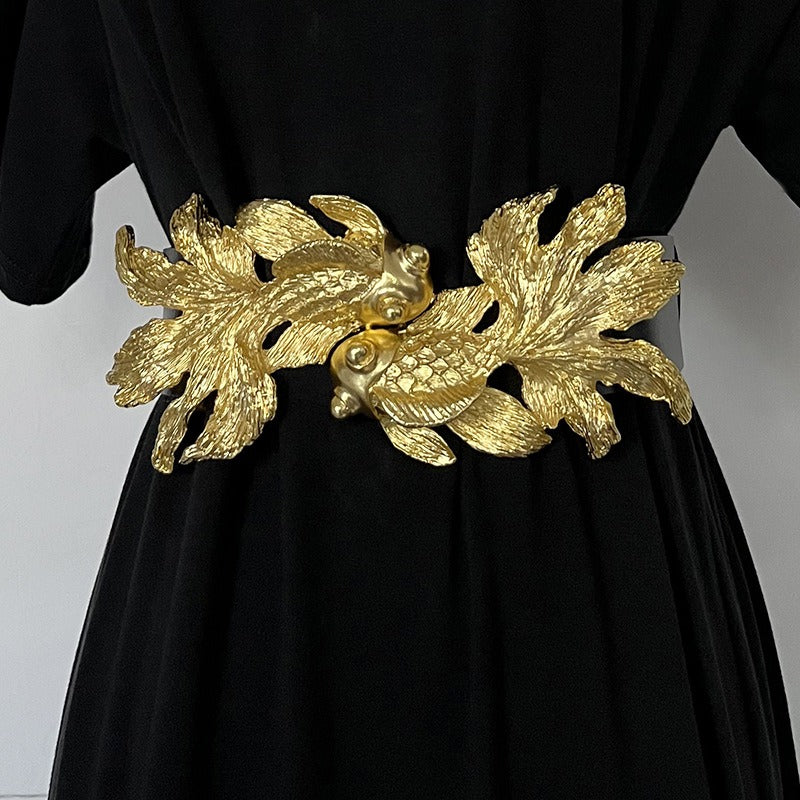 Elegant Goldfish Patterned Leather Belt | ULZZANG BELLA