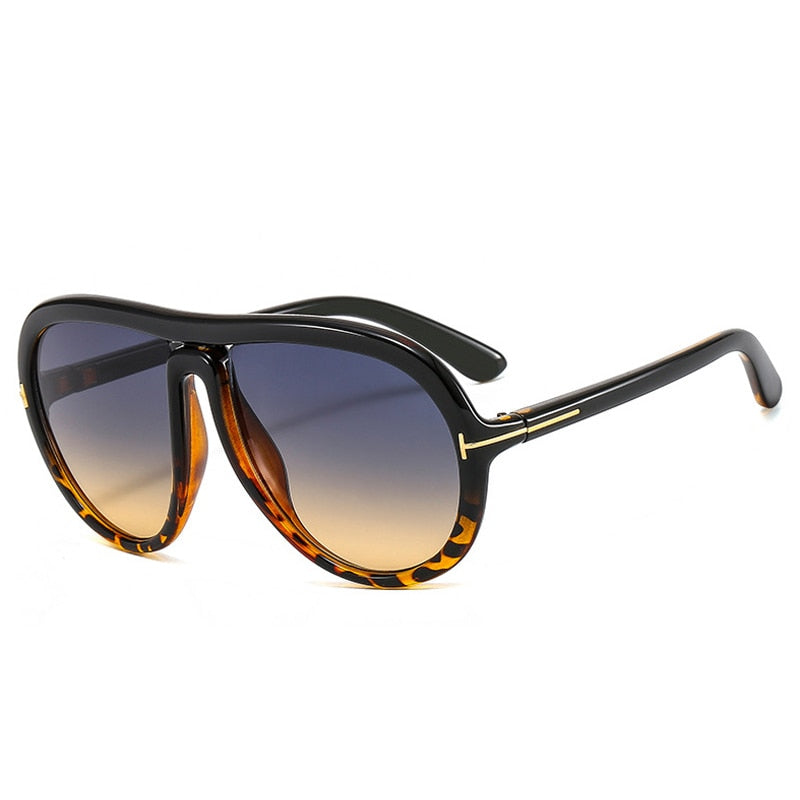 Retro Chic Gradient Oversized Pilot Sunglasses with UV400 Shades
