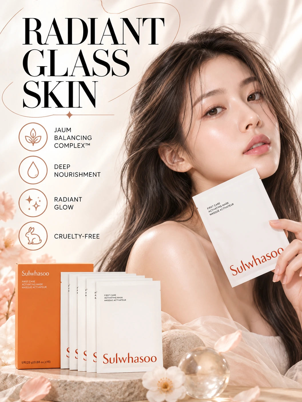First Care Activating Mask: Luxe Renewal for Radiant Glass Skin | Sulwhasoo | Sulwhasoo Couture Sheet Mask for Radiant Luxury Skin