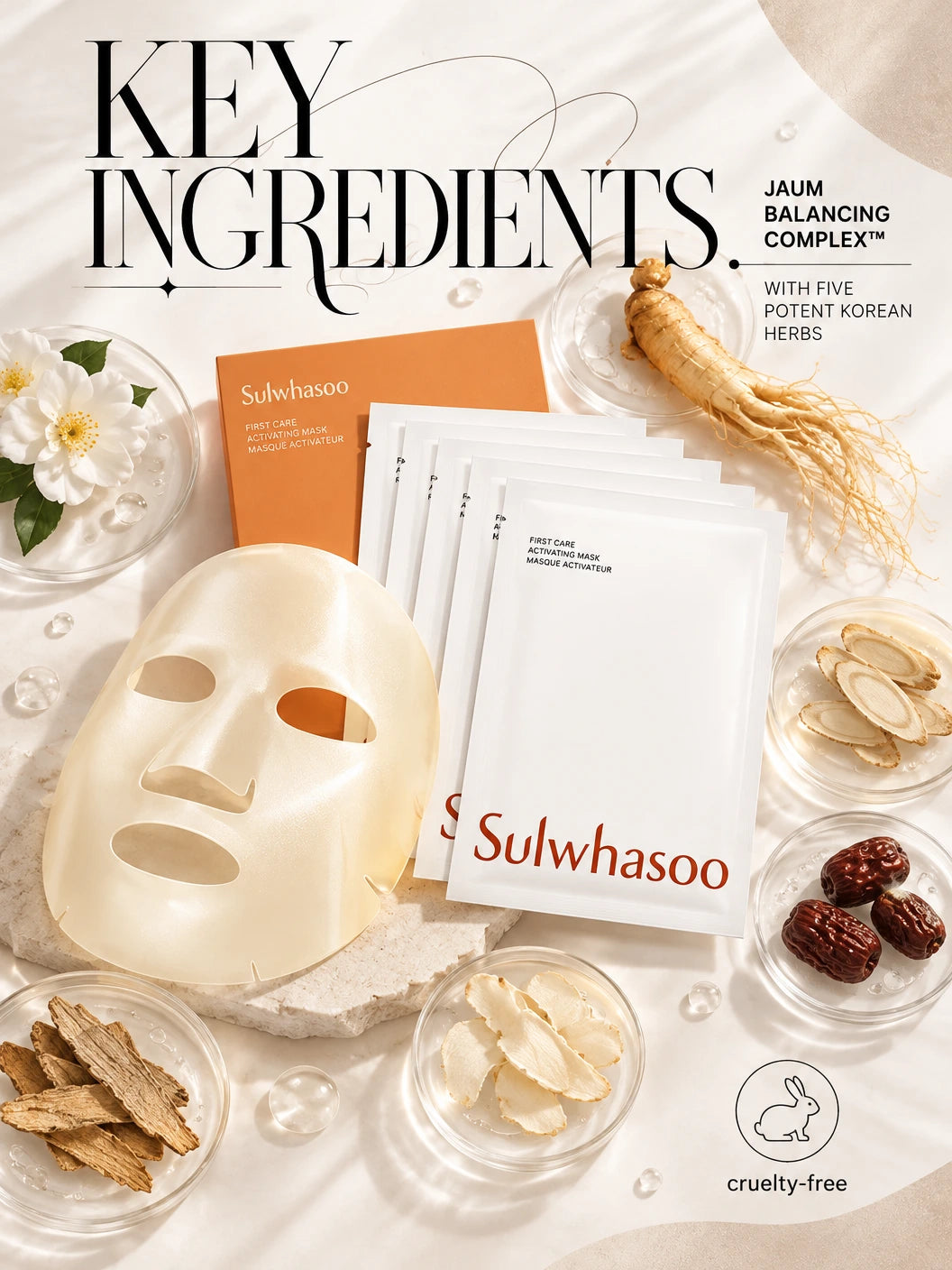 First Care Activating Mask: Luxe Renewal for Radiant Glass Skin | Sulwhasoo | Sulwhasoo Couture Sheet Mask for Radiant Luxury Skin