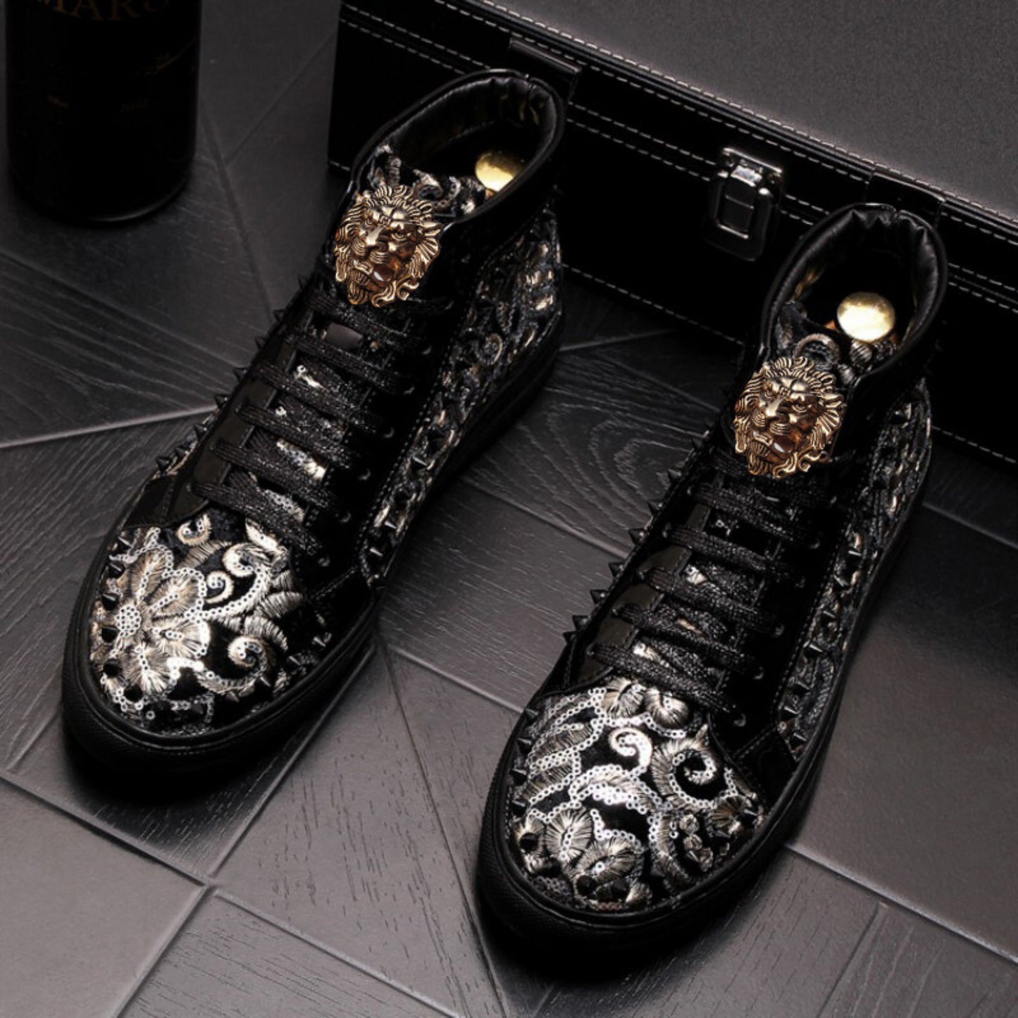 Punk Style Unisex Riveted High Top Sneakers Boots for Women | ULZZANG BELLA
