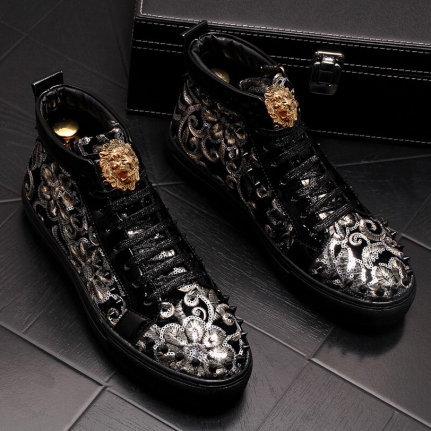 Punk Style Unisex Riveted High Top Sneakers Boots for Women | ULZZANG BELLA