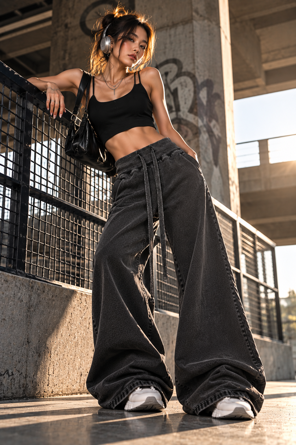 Vintage Wash Flared Fleece Workout Pants | ULZZANG BELLA