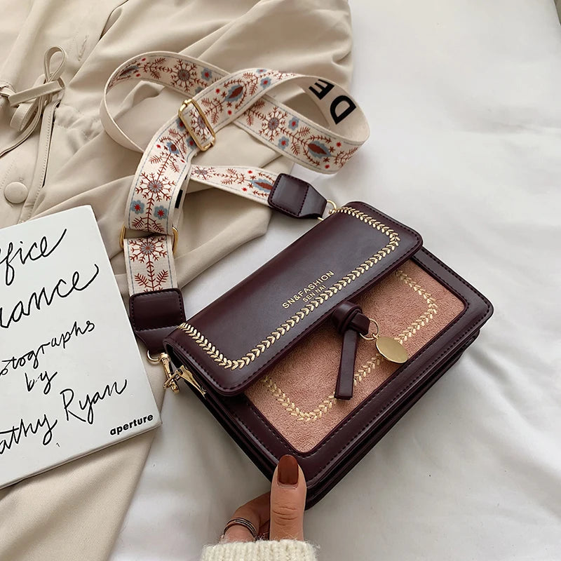 Elegant Contrast Colour Leather Crossbody Bag | ULZZANG BELLA