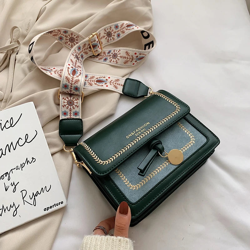 Elegant Contrast Colour Leather Crossbody Bag | ULZZANG BELLA