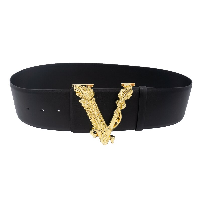 Luxury V-Shaped Wide Waist Seal Leather Belt for Women | ULZZANG BELLA