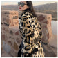 Designer Elegant Leopard Winter Trench Coat for Women | ULZZANG BELLA