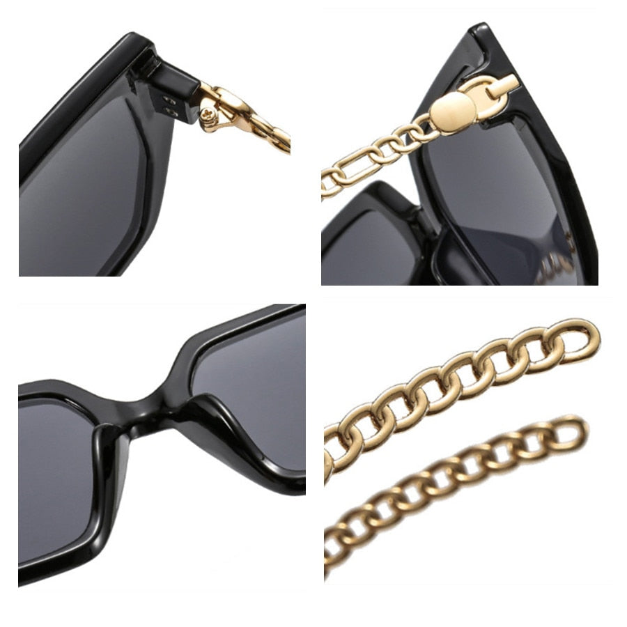 Retro Chic Colorblock Oversized Sunglasses for Women | ULZZANG BELLA