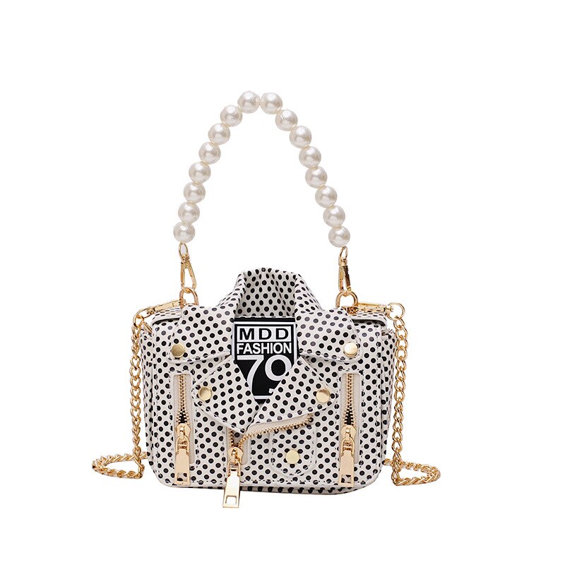 Pearl Handle Chain Mini Jacket Messenger Handbag for Women | ULZZANG BELLA