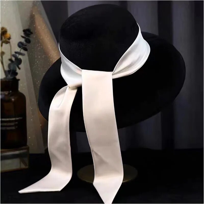 Designer Brimmed Velvet Ribbon Hat for Women | ULZZANG BELLA