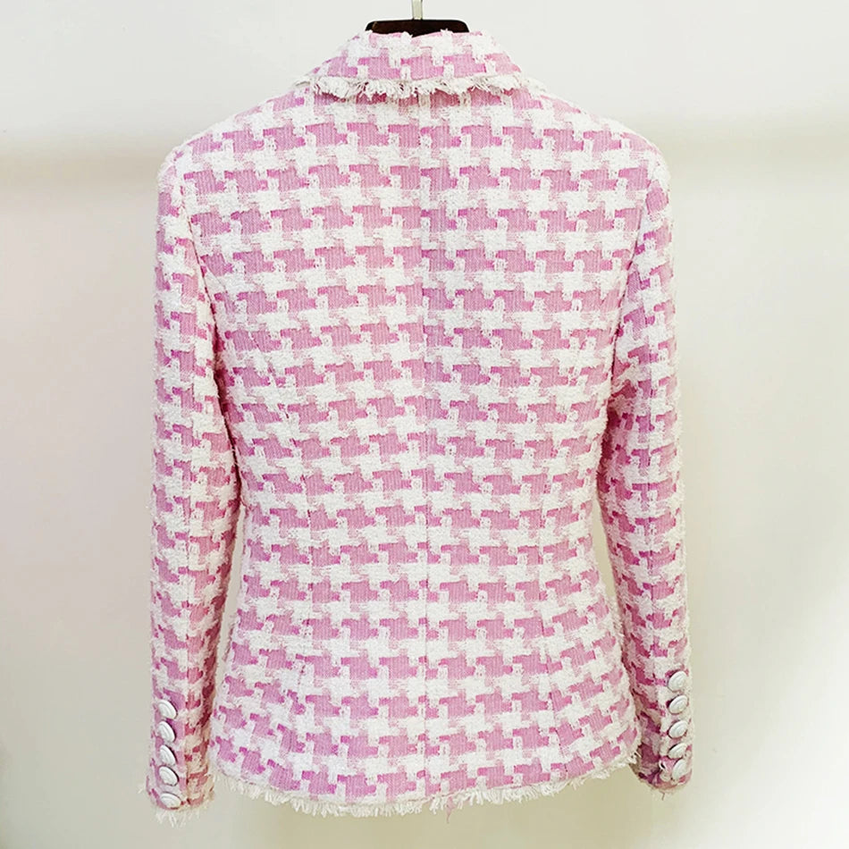Sophisticated Double-Breasted Blush Blazer for Woman | ULZZANG BELLA