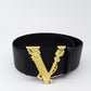Luxury V-Shaped Wide Waist Seal Leather Belt for Women | ULZZANG BELLA