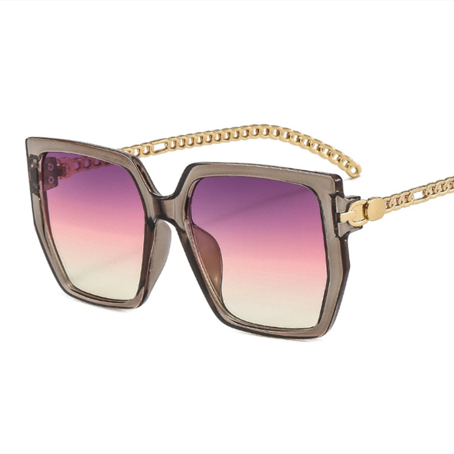 Retro Chic Colorblock Oversized Sunglasses for Women | ULZZANG BELLA