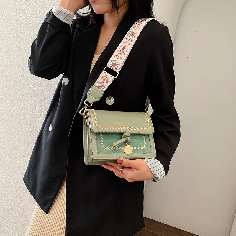Elegant Contrast Colour Leather Crossbody Bag | ULZZANG BELLA