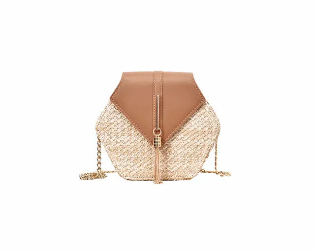 Bohemian Chic Handcrafted Rattan Shoulder Bag with Tassel Detail | ULZZANG BELLA