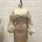 Luxurious Mesh Puff Sleeve Bodycon Dress for Women | ULZZANG BELLA