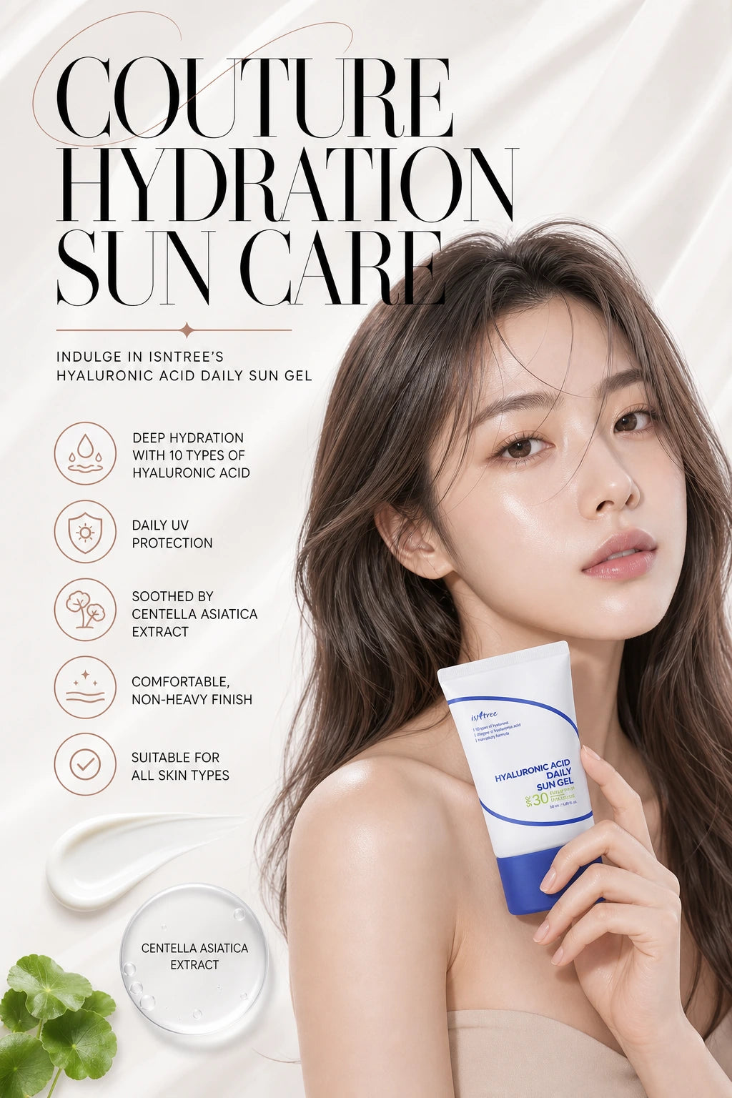 Hyaluronic Acid Daily Sun Gel 50ml | ISNTREE | ISNTREE Hyaluronic Acid Sunscreen - Couture Hydration Gel