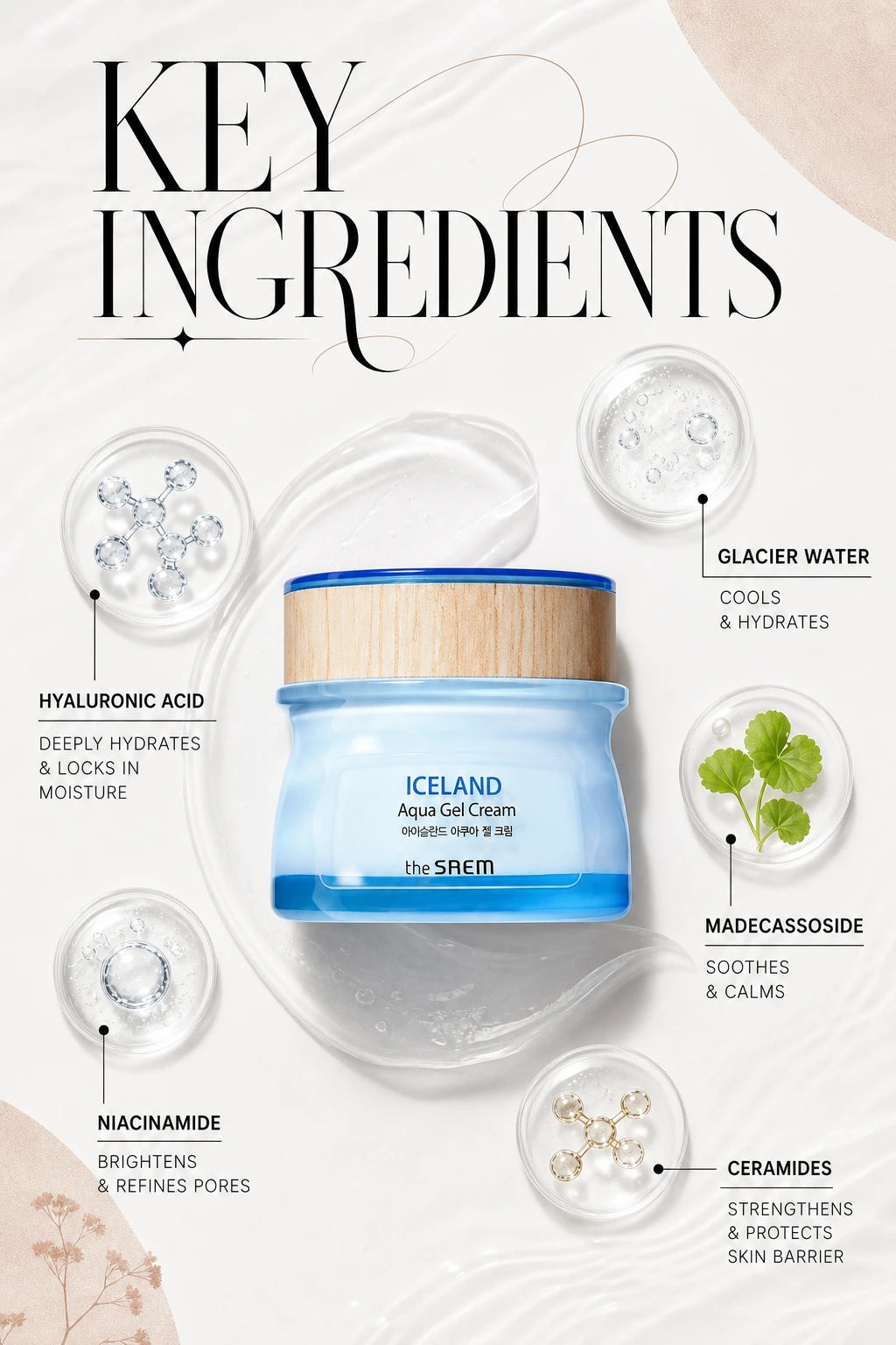 Iceland Aqua Gel Cream 60ml | theSAEM | theSAEM Iceland Aqua Gel Cream – Artisanal Hydration Luxury