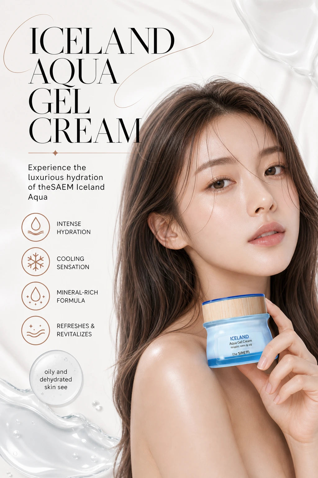 Iceland Aqua Gel Cream 60ml | theSAEM | theSAEM Iceland Aqua Gel Cream – Artisanal Hydration Luxury
